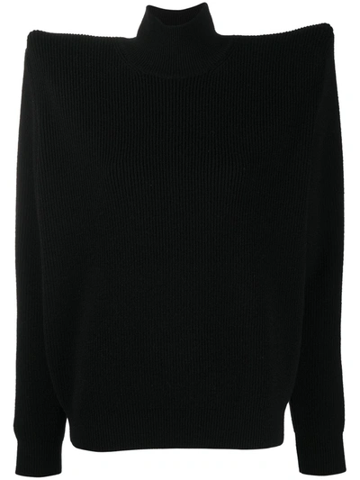 Balenciaga Exaggerated-shoulder High-neck Jumper In Black