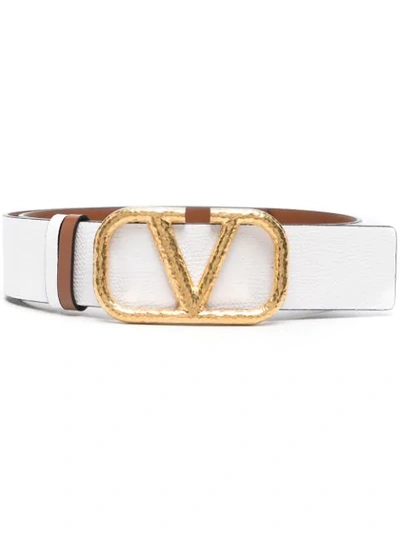 Valentino Garavani White Vlogo Leather Belt