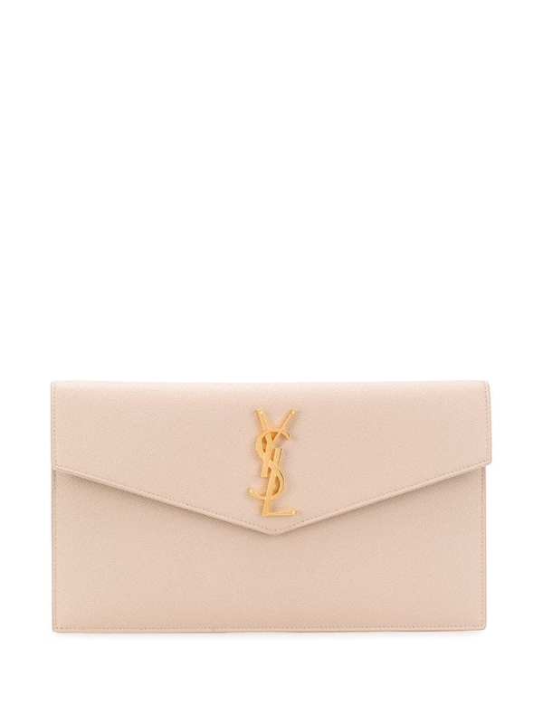 Saint Laurent Beige Uptown Leather Envelope Clutch Bag In Neutrals |  ModeSens