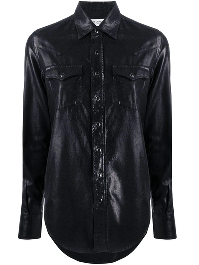 Saint Laurent Button-down Western Shirt In Black