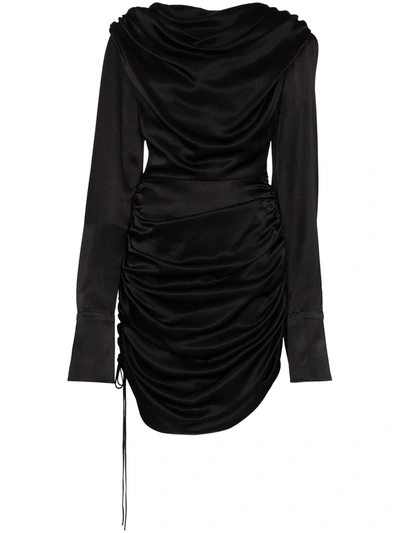 Materiel Draped Viscose Blend Mini Dress In Black