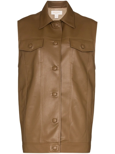 Materiel Faux Leather Waistcoat In Brown
