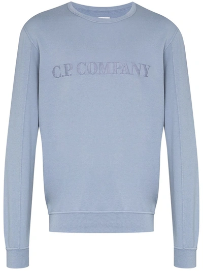 C.p. Company Embroidered Logo Sweatshirt In Blue