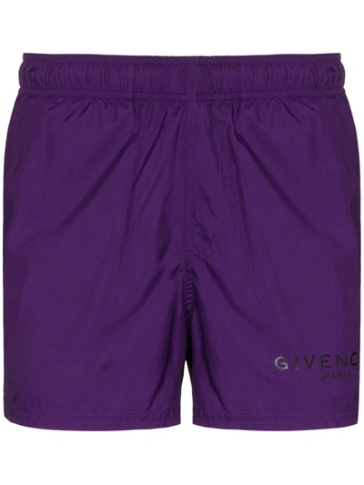 Givenchy Logo Swimming Shorts In Purple