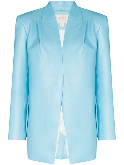 Materiel Blue Faux Leather Blazer