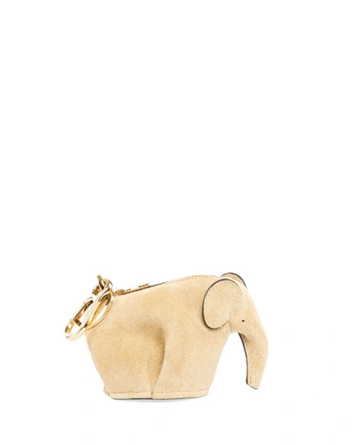 Loewe Suede Elephant Bag Charm/coin Purse, Gold