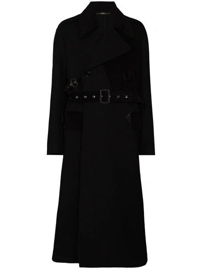 Dolce & Gabbana Black Double-breasted Belted Wool Coat