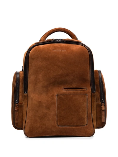 Ermenegildo Zegna Brown Suede Backpack