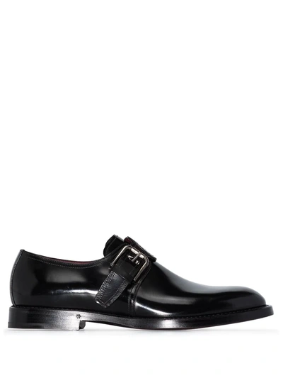 Dolce & Gabbana Black Buckled Leather Monk Shoes