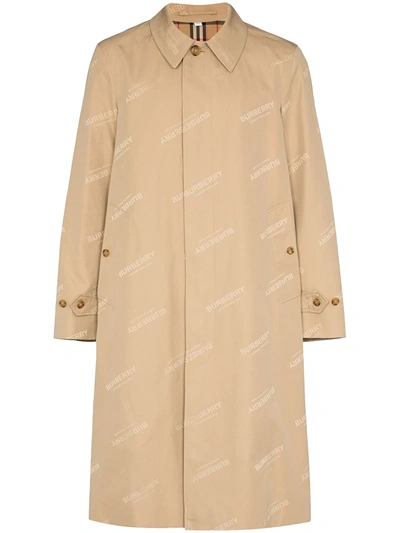 Burberry Logo-jacquard Single-breasted Coat In Neutrals