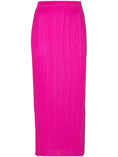 Issey Miyake Pink New Colourful Basics Plissé Midi Skirt