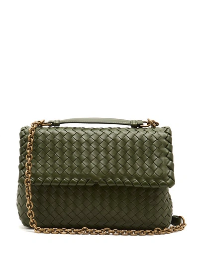 Bottega Veneta Small Olimpia Intrecciato Leather Chain Shoulder Bag In Moss