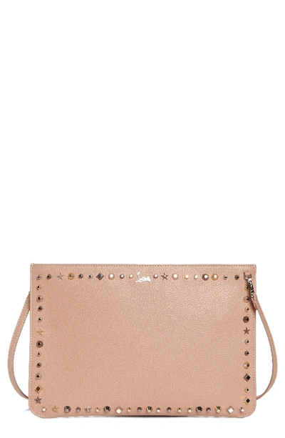 Christian Louboutin Loubiclutch Empirespikes Mixed-spike Clutch Bag In Nude/ Multimetal