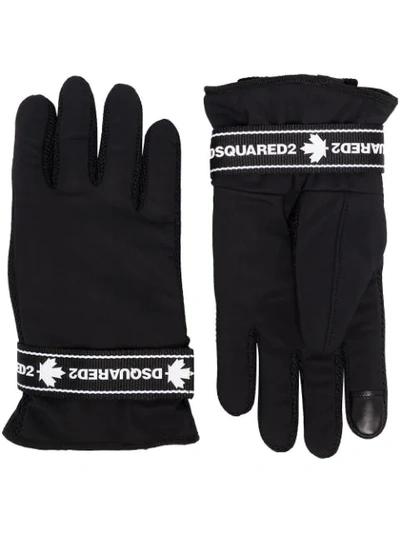 Dsquared2 Black Logo Tape Gloves