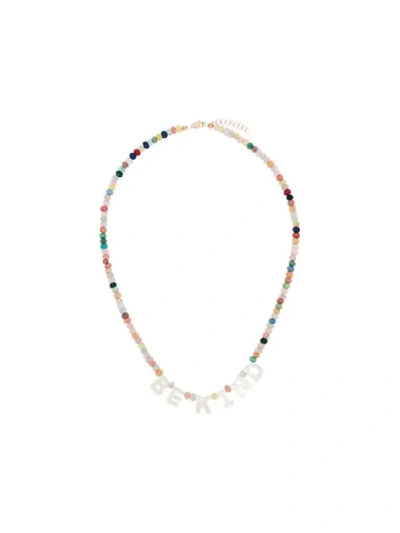 Roxanne First 14k Rose Gold Be Kind Beaded Jade Necklace In Pink