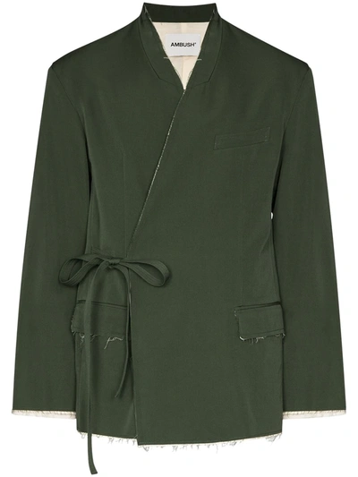 Ambush Frayed Tie-fastening Jacket In Green