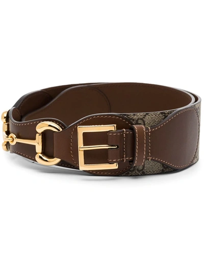 Gucci Brown Horsebit Gg Supreme Belt