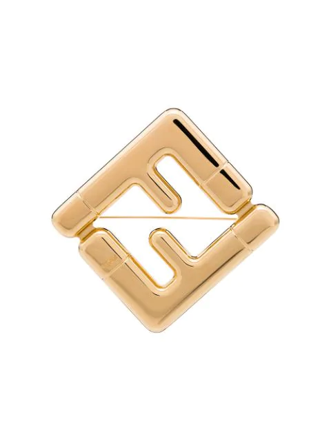 Fendi Gold Tone Ff Logo Brooch | ModeSens