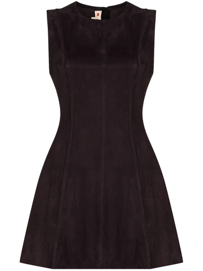 Marni Pintucked Suede Mini Dress In Purple