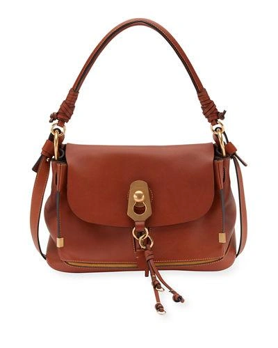 Chloé Owen Medium Leather Flap-top Bag, Caramel In Brown