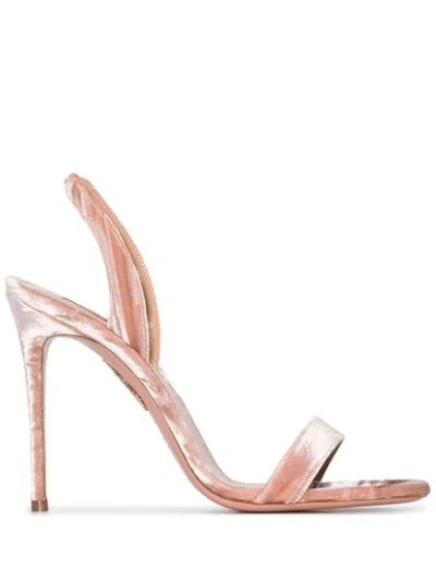 Aquazzura Velvet So Nude 85mm Sandals In Pink