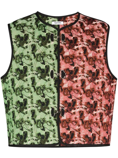 Pronounce Panelled Embroidered Waistcoat In Multicolour