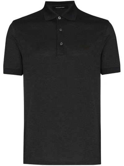 Ermenegildo Zegna Mottled Jersey Polo Shirt In Grey