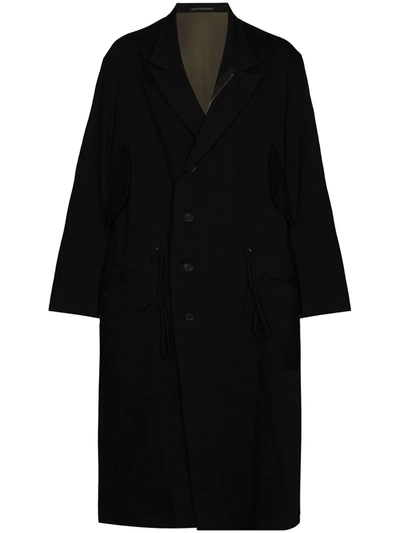 Yohji Yamamoto Black Single-breasted Denim Overcoat