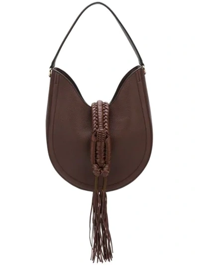 Altuzarra Ghianda Small Woven Leather Hobo Bag In Dark Brown