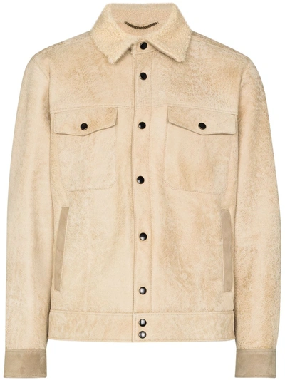 Ajmone Neutrals Cervino Suede Shearling Jacket