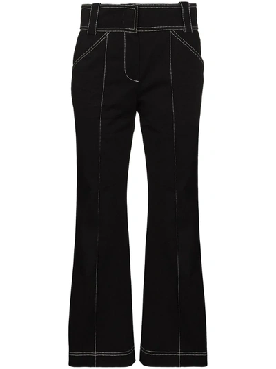 Fendi Cropped Kick Flare Trousers In Black