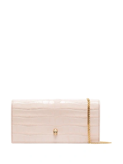 Alexander Mcqueen Pale Pink Mock Croc Clutch Bag