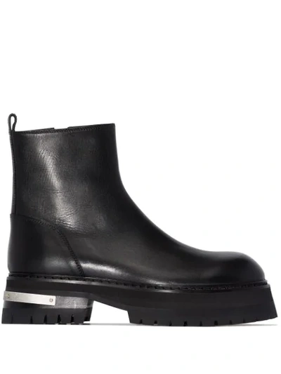 Ann Demeulemeester Black Chunky Sole Leather Ankle Boots
