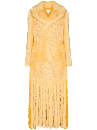Bottega Veneta Women's Long Shearling Fringe Coat In Yellow