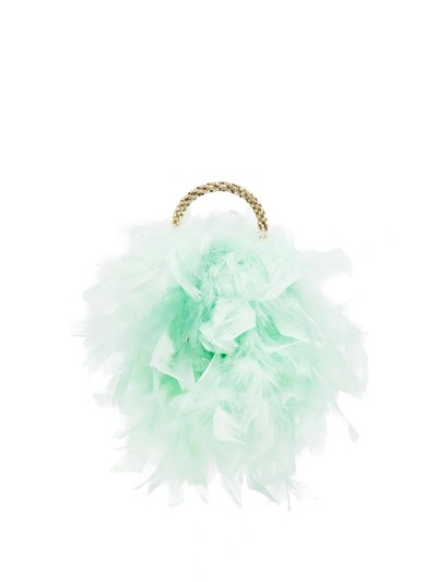Rosantica Green Twiggy Feather Clutch Bag