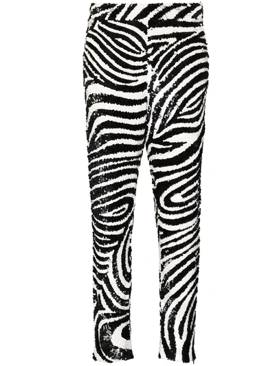 Ashish Zebra-print Sequin-embellished Trousers In Schwarz