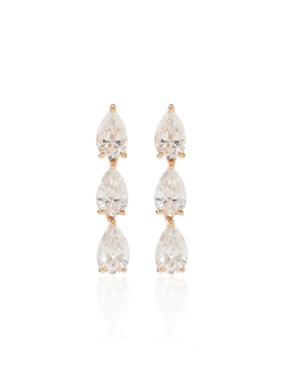 Anita Ko 18k Rose Gold Three Pear Diamond Stud Earrings In Pink