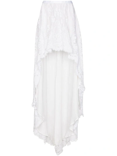 Loveshackfancy White Halsey Asymmetric Lace Maxi Skirt