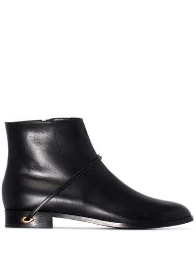Jennifer Chamandi Gianni Leather Ankle Boots In Black