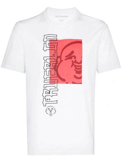 True Religion Buddha Logo Print Cotton T-shirt In White