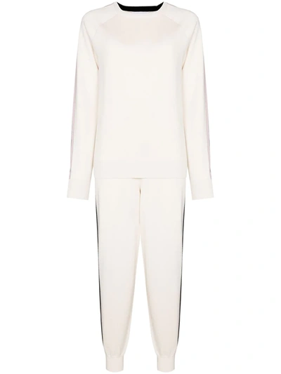 Olivia Von Halle Missy Moscow Striped Silk-blend Sweatshirt And Track Pants Set In White