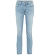 Re/done Stretch Ankle Crop High-rise Skinny Jeans In Blue