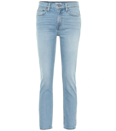 Re/done Stretch Ankle Crop High-rise Skinny Jeans In Blue