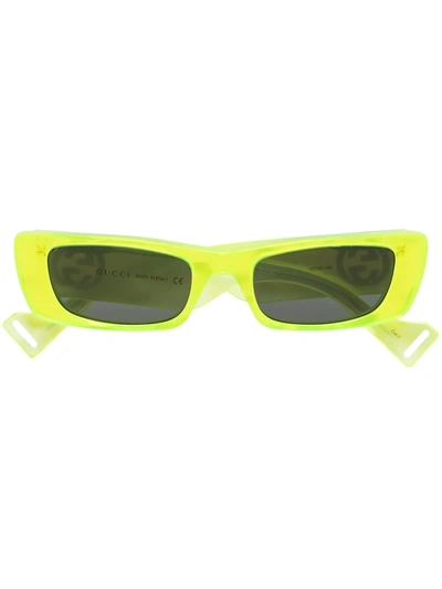 Gucci Yellow Gg Rectangular Sunglasses