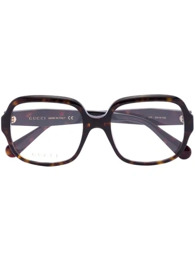 Gucci Brown Havana Square Optical Glasses