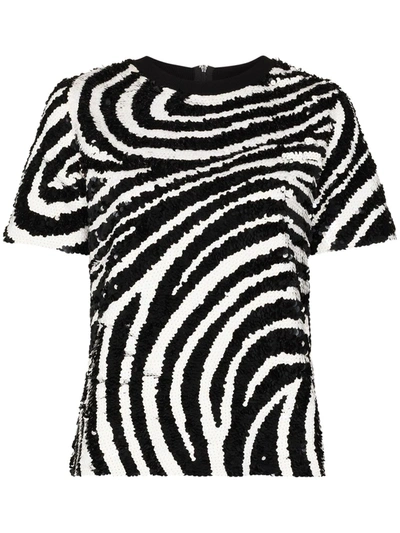 Ashish Black Zebra Sequinned T-shirt In Schwarz