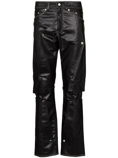 Nounion Aventura Layered Panel Leather Trousers In Black