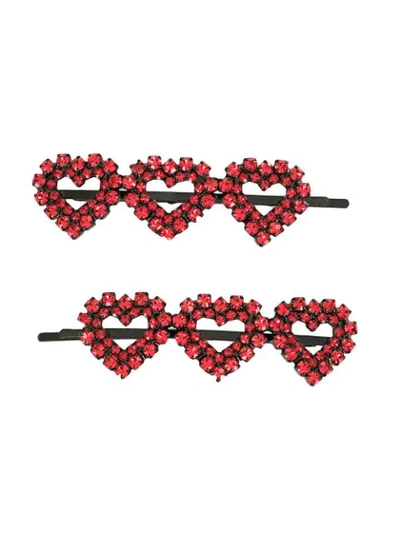 Ashley Williams Red Heart Crystal Hair Clip Set