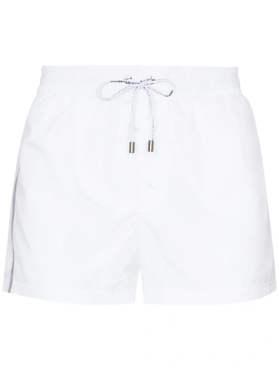 Dolce & Gabbana Logo-stripe Swim Shorts In White