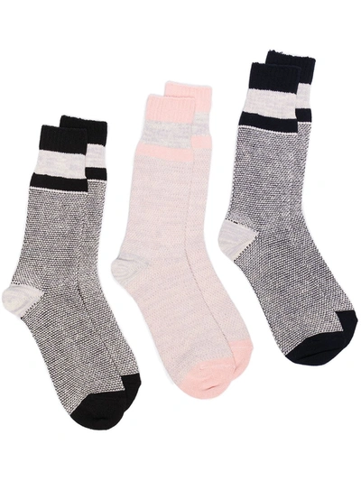 Anonymous Ism Multicoloured Mélange Socks Set In Grey
